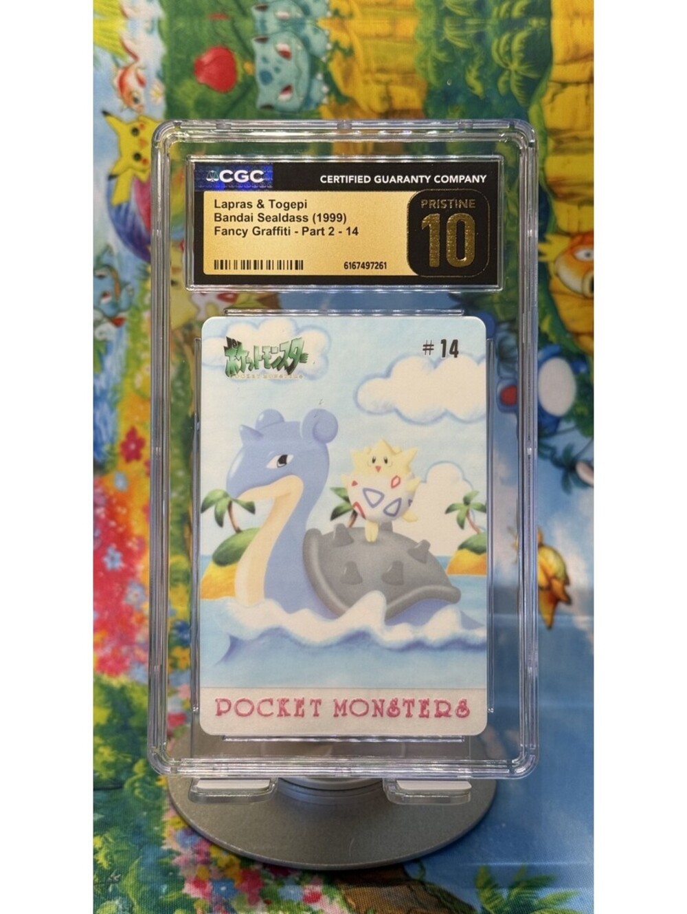 Lapras & Togepi Bandai Sealdass Fancy Graffiti No. 14 1999 Japanese CGC 10P